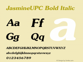 JasmineUPC Bold Italic Version 5.01 Font Sample