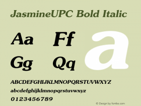 JasmineUPC Bold Italic Version 5.05 Font Sample