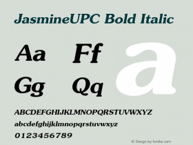 JasmineUPC Bold Italic Version 5.05 Font Sample