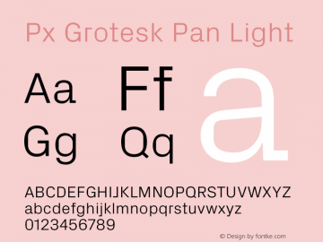 PxGroteskPan-Light Version 2.001; build 0001 | wf-rip DC20201110 Font Sample