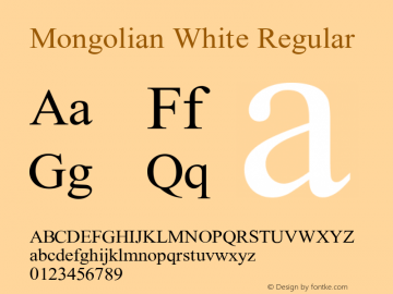 Mongolian White Version 1.00 Font Sample