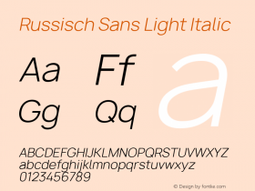 Russisch Sans Light Italic Version 2.00;September 8, 2020;FontCreator 13.0.0.2681 64-bit; ttfautohint (v1.8.3)图片样张