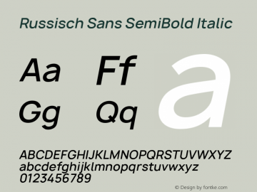 Russisch Sans SemiBold Italic Version 2.00;September 8, 2020;FontCreator 13.0.0.2681 64-bit; ttfautohint (v1.8.3) Font Sample