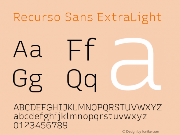 Recurso Sans ExtraLight Version 1.005;October 20, 2020;FontCreator 13.0.0.2655 64-bit; ttfautohint (v1.8.3)图片样张