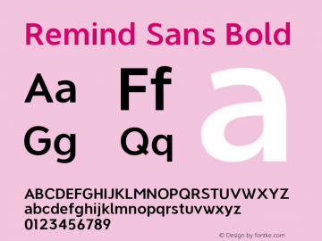 Remind Sans Bold Version 1.102;October 24, 2020;FontCreator 13.0.0.2681 64-bit; ttfautohint (v1.8.3) Font Sample
