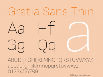 Gratia Sans Thin Version 4.00;November 2, 2020;FontCreator 13.0.0.2681 64-bit图片样张