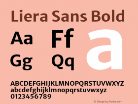 Liera Sans Bold Version 1.006;November 5, 2020;FontCreator 13.0.0.2655 64-bit; ttfautohint (v1.6) Font Sample