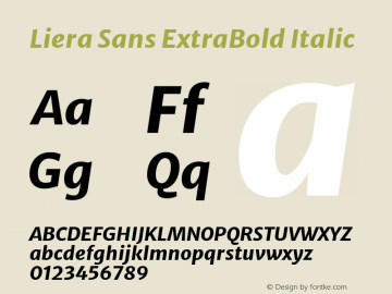 Liera Sans ExtraBold Italic Version 1.007;November 5, 2020;FontCreator 13.0.0.2681 64-bit Font Sample