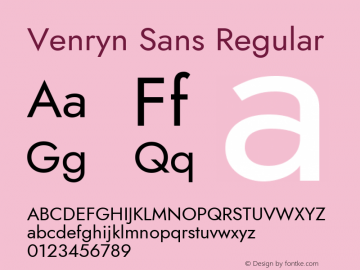 Venryn Sans Regular Version 3.600; ttfautohint (v1.8.3) Font Sample