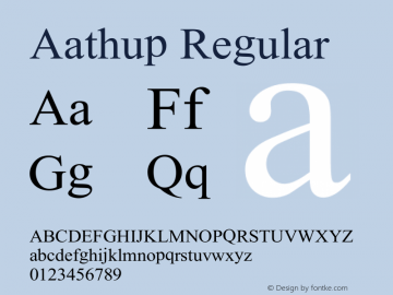 Aathup Version 1.00 February 19, 2009, initial release Font Sample