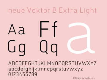 neue Vektor B Extra Light Version 1.000;hotconv 1.0.109;makeotfexe 2.5.65596图片样张