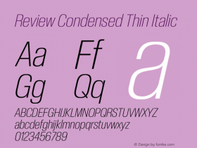 ReviewCondensed-ThinItalic Version 1.001 2020 | wf-rip DC20201005 Font Sample