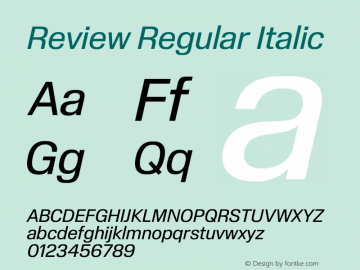 Review-RegularItalic Version 1.001 2020 | wf-rip DC20201005 Font Sample