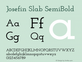 Josefin Slab SemiBold Version 2.000 Font Sample