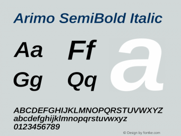 Arimo SemiBold Italic Version 1.33图片样张