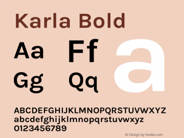 Karla Bold Version 2.002 Font Sample