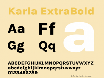 Karla ExtraBold Version 2.002 Font Sample