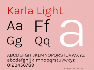 Karla Light Version 2.002 Font Sample