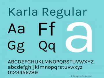 Karla Regular Version 2.002 Font Sample