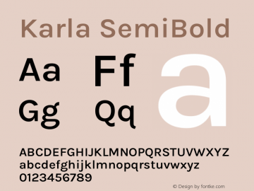 Karla SemiBold Version 2.002 Font Sample