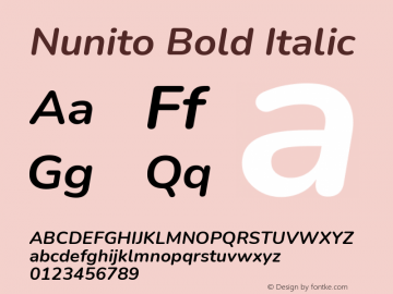 Nunito Bold Italic Version 3.600; ttfautohint (v1.8.3)图片样张