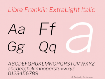 Libre Franklin ExtraLight Italic Version 2.000 Font Sample