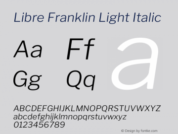 Libre Franklin Light Italic Version 2.000 Font Sample