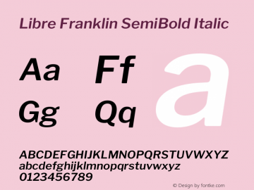 Libre Franklin SemiBold Italic Version 2.000 Font Sample