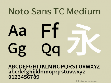 Noto Sans TC Medium Version 2.002;hotconv 1.0.116;makeotfexe 2.5.65601图片样张