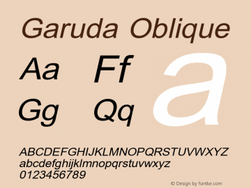 Garuda Oblique Version 2.58: 2008-05-16 Font Sample