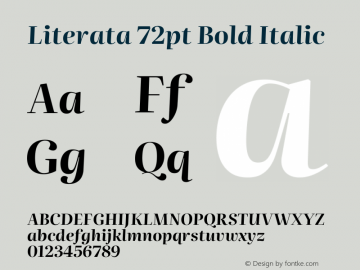 Literata 72pt Bold Italic Version 3.002 Font Sample