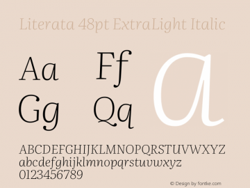 Literata 48pt ExtraLight Italic Version 3.002图片样张