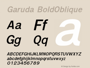 Garuda BoldOblique Version 2.62: 2010-07-29 Font Sample