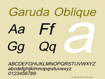 Garuda Oblique Version 2.63: 2010-08-01 Font Sample