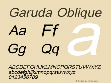 Garuda Oblique Version 2.64: 2011-04-23 Font Sample