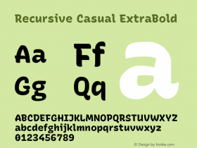 Recursive Casual ExtraBold Version 1.047 Font Sample