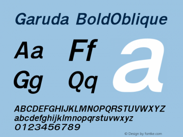 Garuda BoldOblique Version 2.66: 2012-02-13图片样张