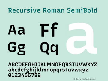 Recursive Roman SemiBold Version 1.047 Font Sample