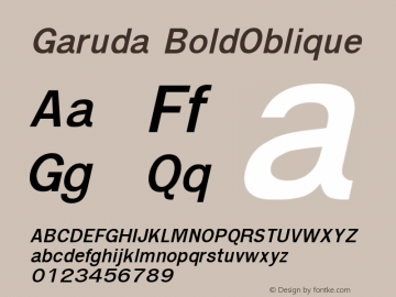 Garuda BoldOblique Version 2.66: 2012-02-13 Font Sample