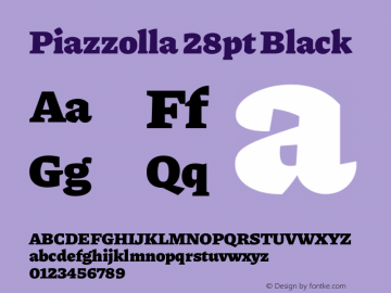 Piazzolla 28pt Black Version 2.001 Font Sample