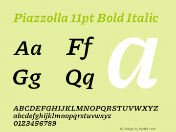 Piazzolla 11pt Bold Italic Version 2.001图片样张