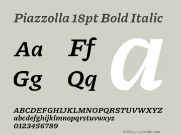 Piazzolla 18pt Bold Italic Version 2.001图片样张
