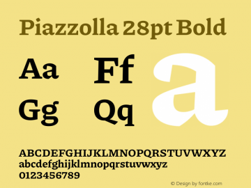 Piazzolla 28pt Bold Version 2.001 Font Sample