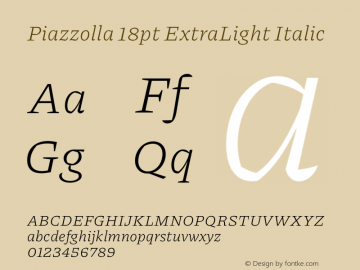 Piazzolla 18pt ExtraLight Italic Version 2.001图片样张
