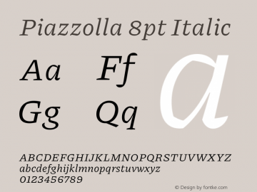Piazzolla 8pt Italic Version 2.001图片样张