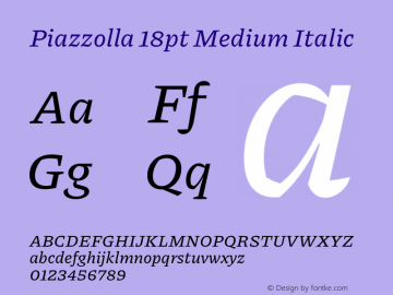 Piazzolla 18pt Medium Italic Version 2.001图片样张