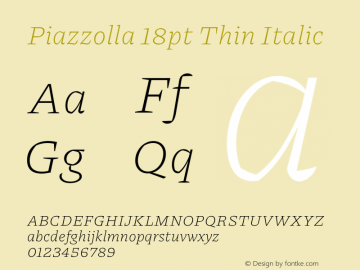 Piazzolla 18pt Thin Italic Version 2.001图片样张