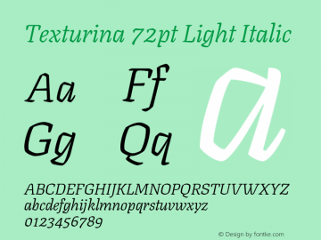 Texturina 72pt Light Italic Version 1.002图片样张