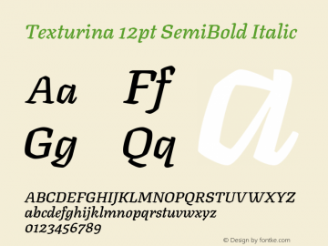 Texturina 12pt SemiBold Italic Version 1.002图片样张