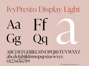 IvyPresto Display Light Version 1.001;hotconv 1.0.109;makeotfexe 2.5.65596 Font Sample